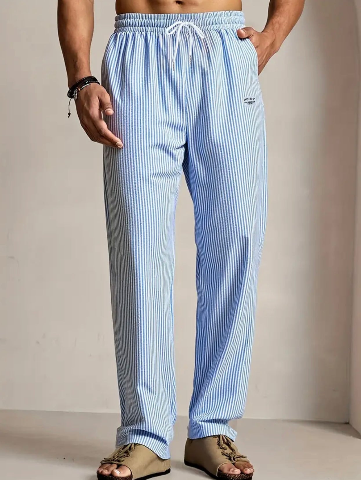 White/Blue Striped Pants