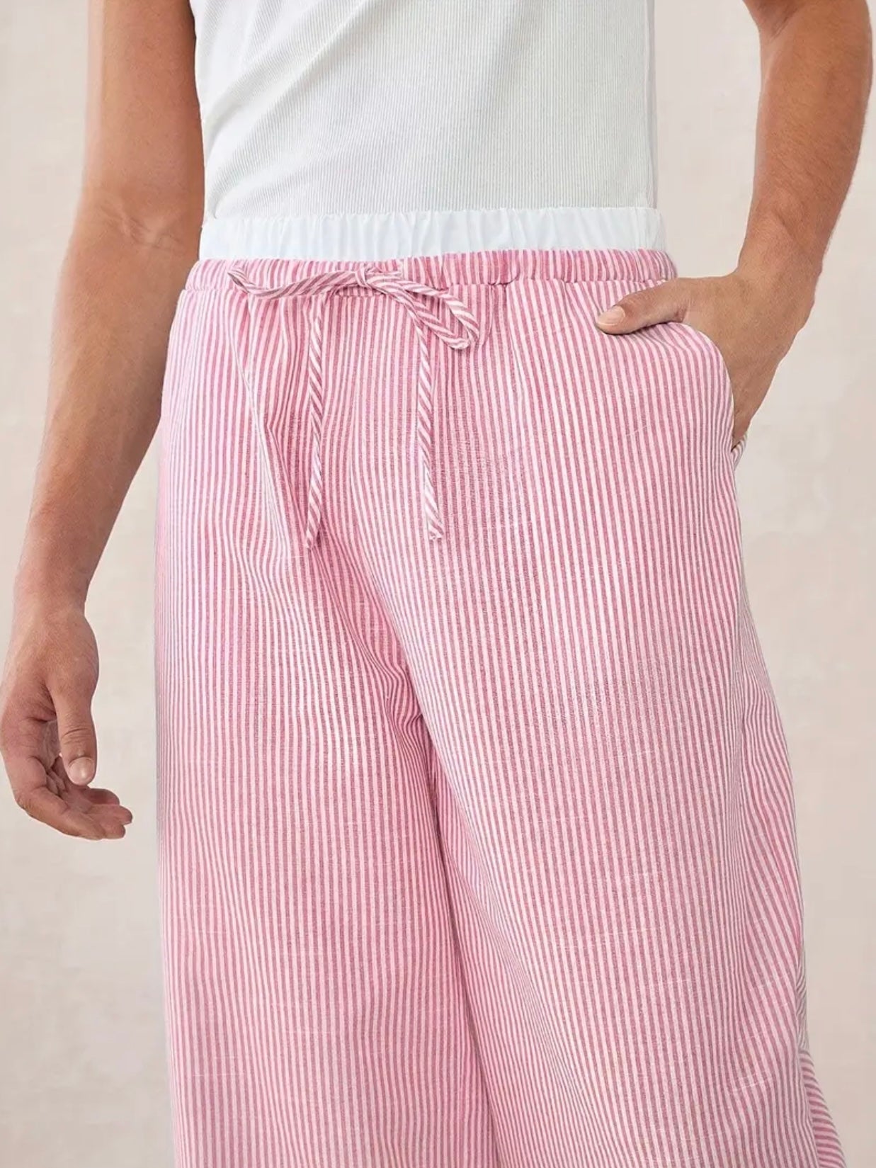 White/Pink Striped Pants
